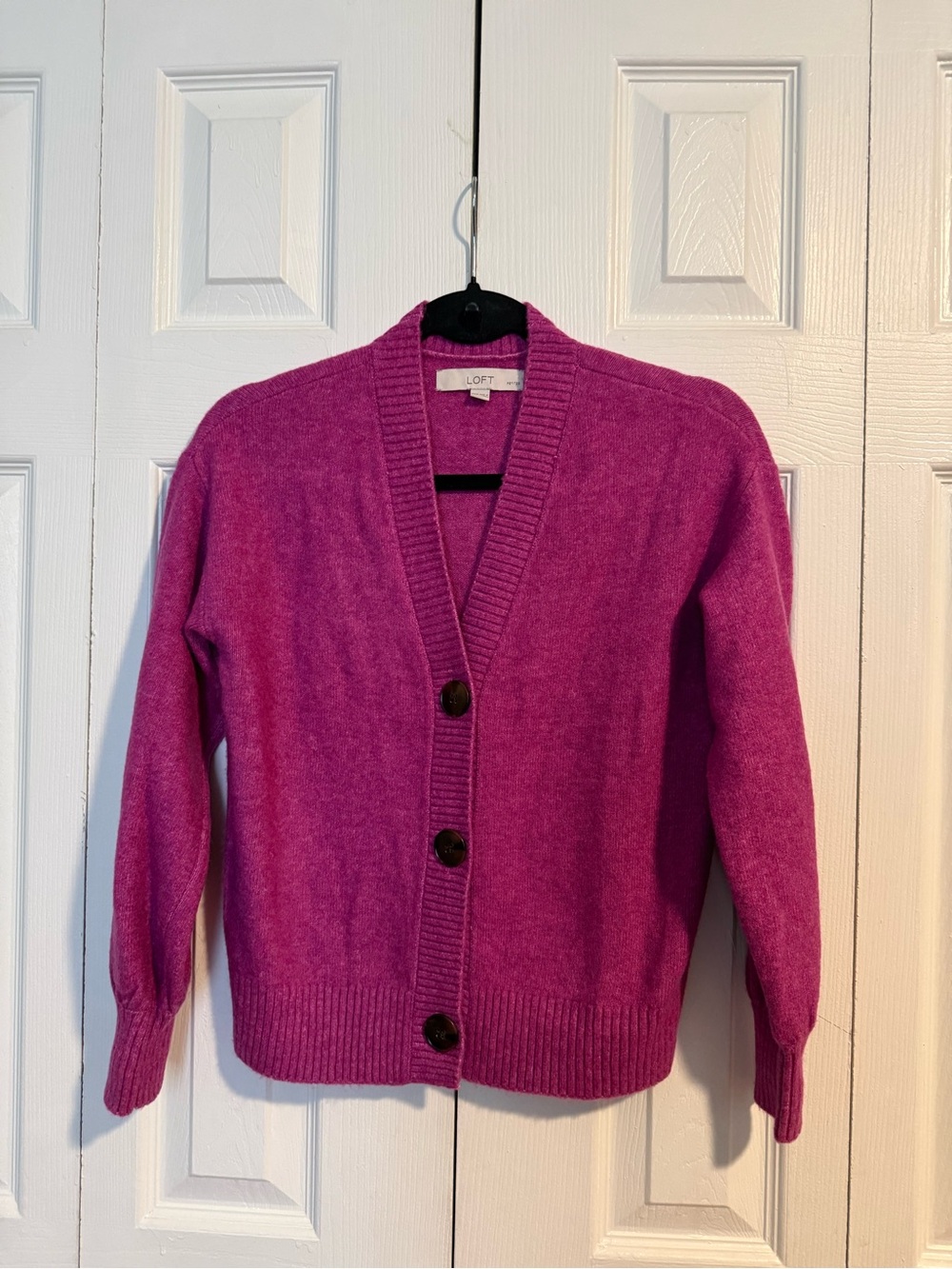 LOFT Bright Fuchsia Button-Up Cardigan